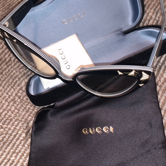 GUCCI Inverted Multilayer Acetate Cat-Eye Sunglasses NEW, with black GUCCI case! - Picture 4 of 15